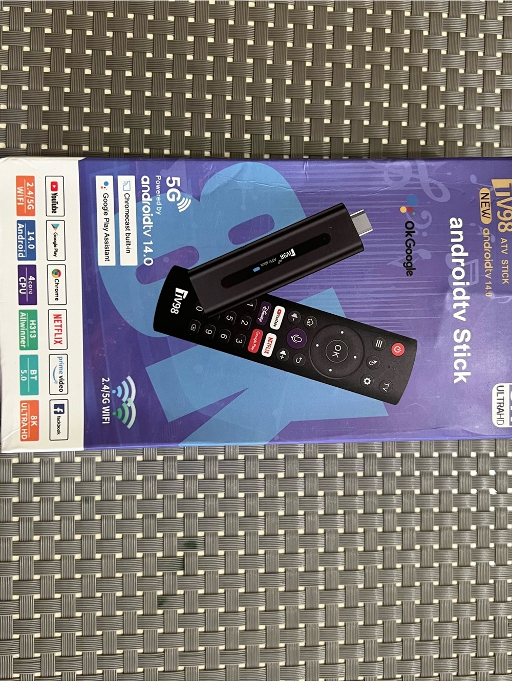 TV98 Android TV Stick with Remote - Black